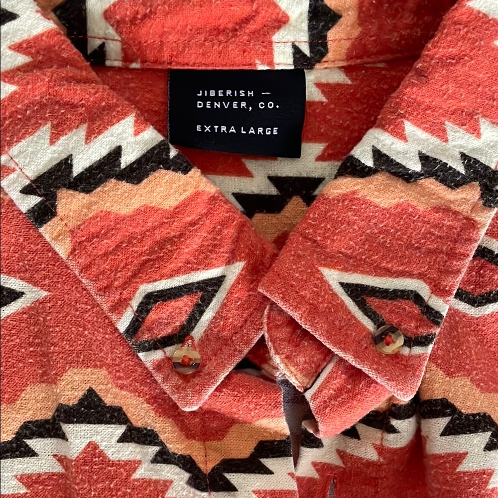 Tribal Pattern Button-Up Shirt